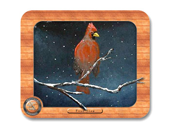 Cardinal and following snow Mouse Pad